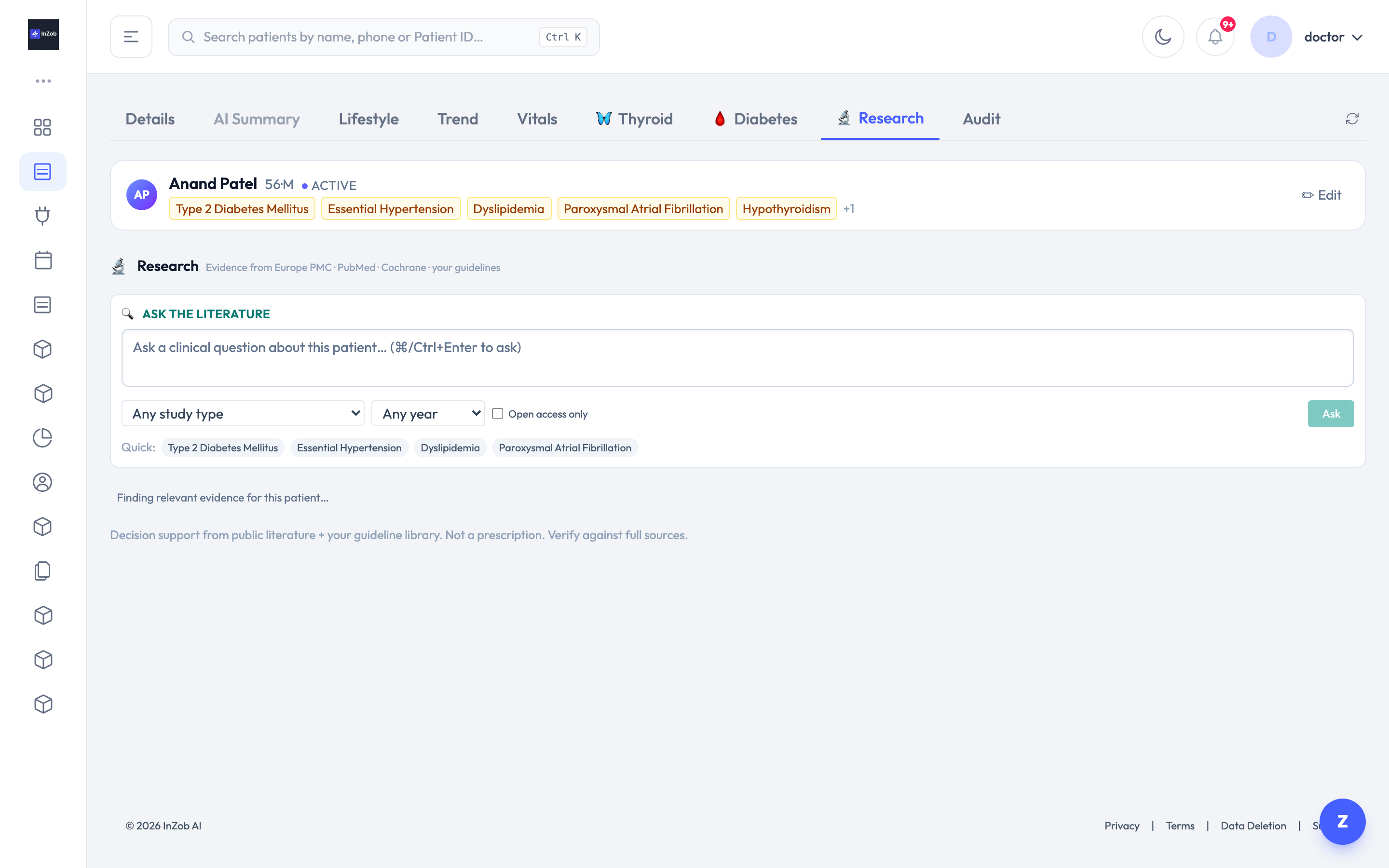 AI Clinical Research & Evidence — InZob
